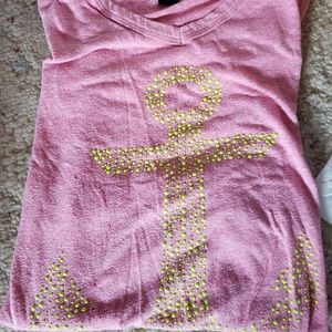 Pink and yellow anchor t shirt